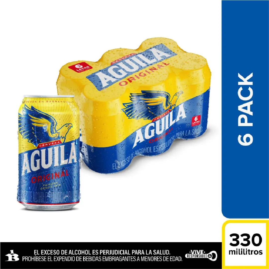 Cerveza Águila Lata 330 Ml X6 Unds